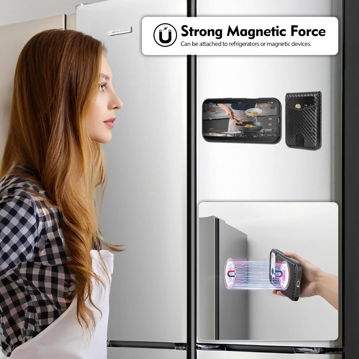 Compatible with Magsafe 2 in 1 Detachable iPhone 17 Pro Wallet Case with Card Holder for Women Men,Magnetic PU Leather RFID Blocking Flip Kickstand Credit Slots,for Apple 17 Pro,Carbon Black - Image 6