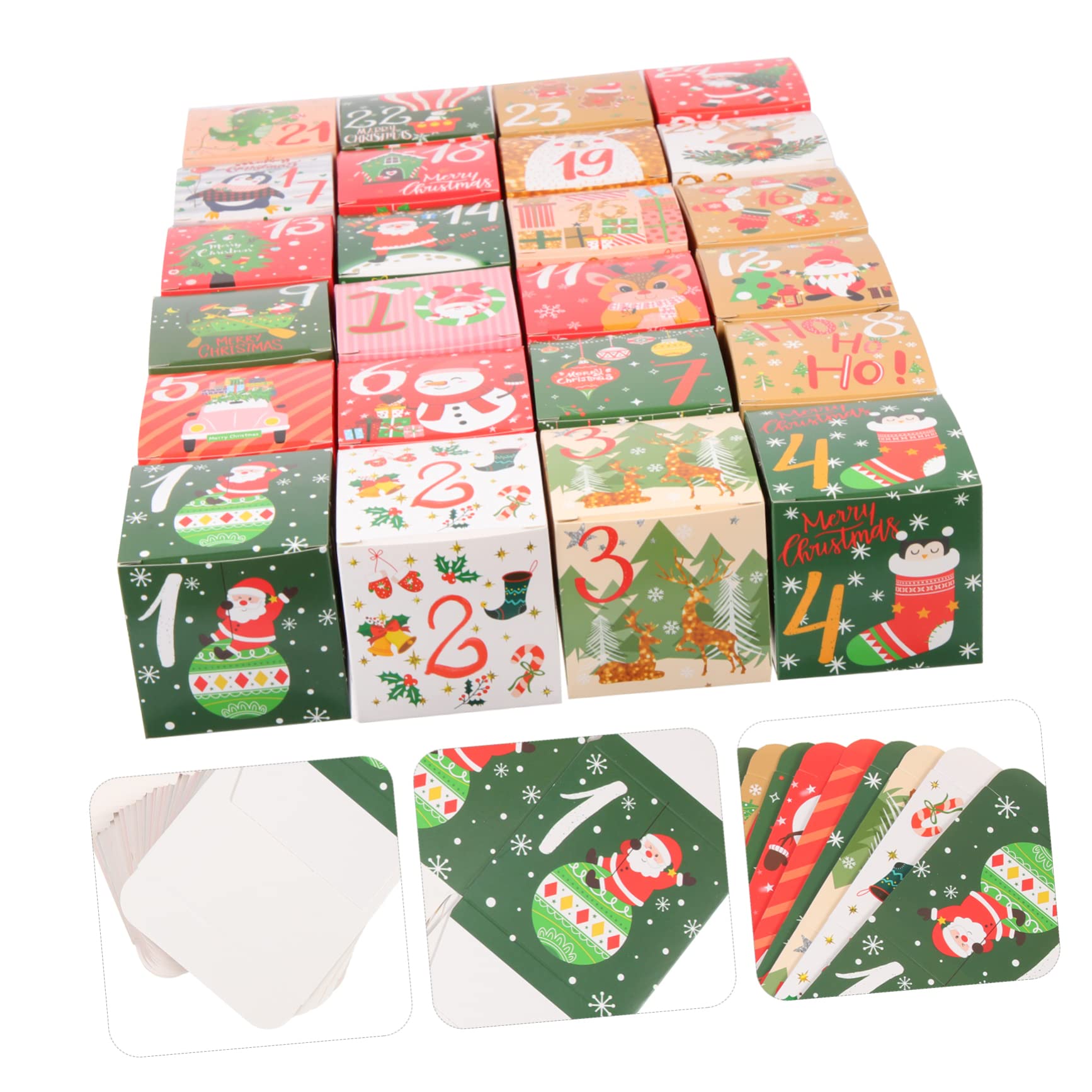 PRETYZOOM 96 Piezas Caja de dulces de cuenta regresiva cajas de de navidad de christmas wrapping paper navideños cajas de galletas dulces tratar