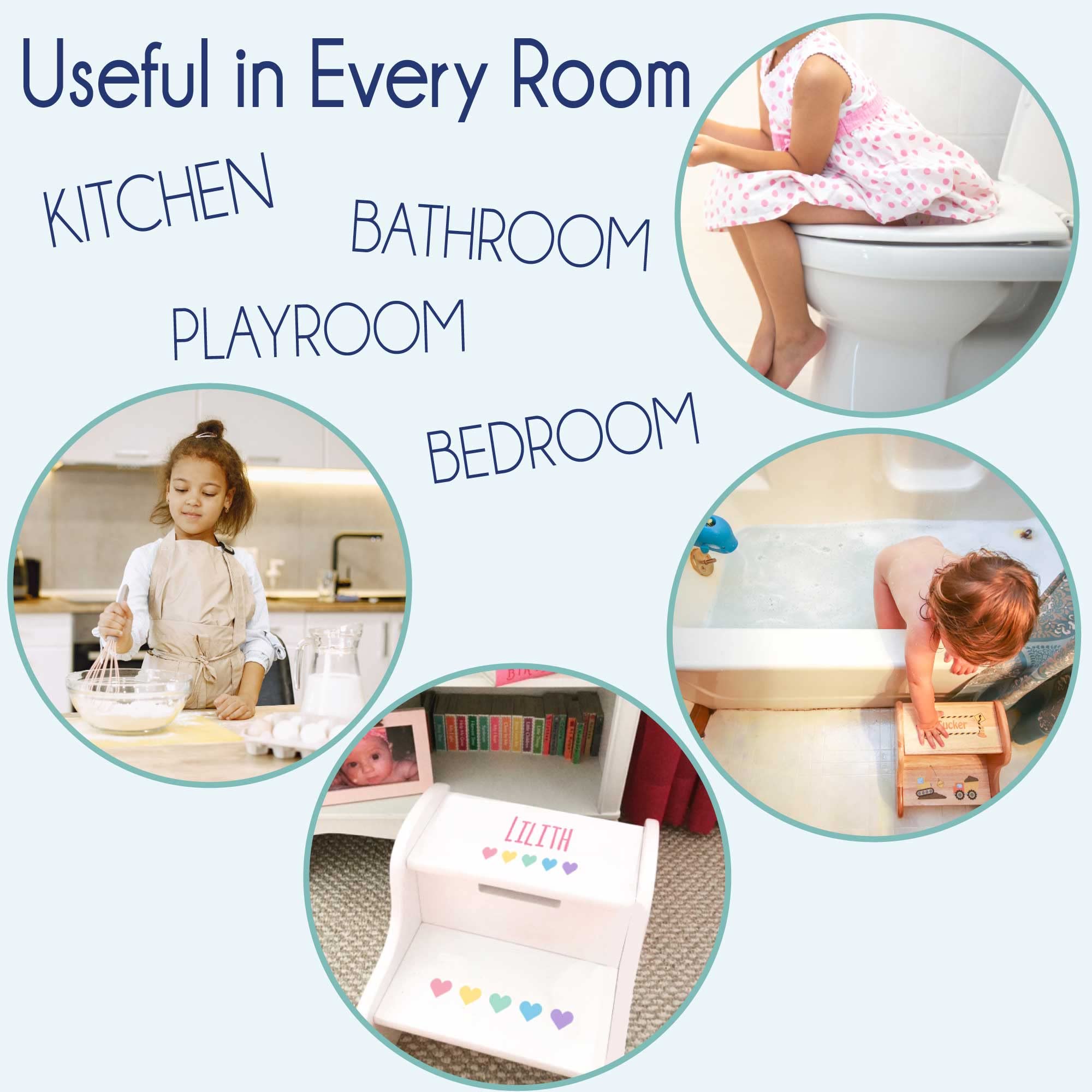 My Bambinopersonalized Mermaid White Step Stool Blonde