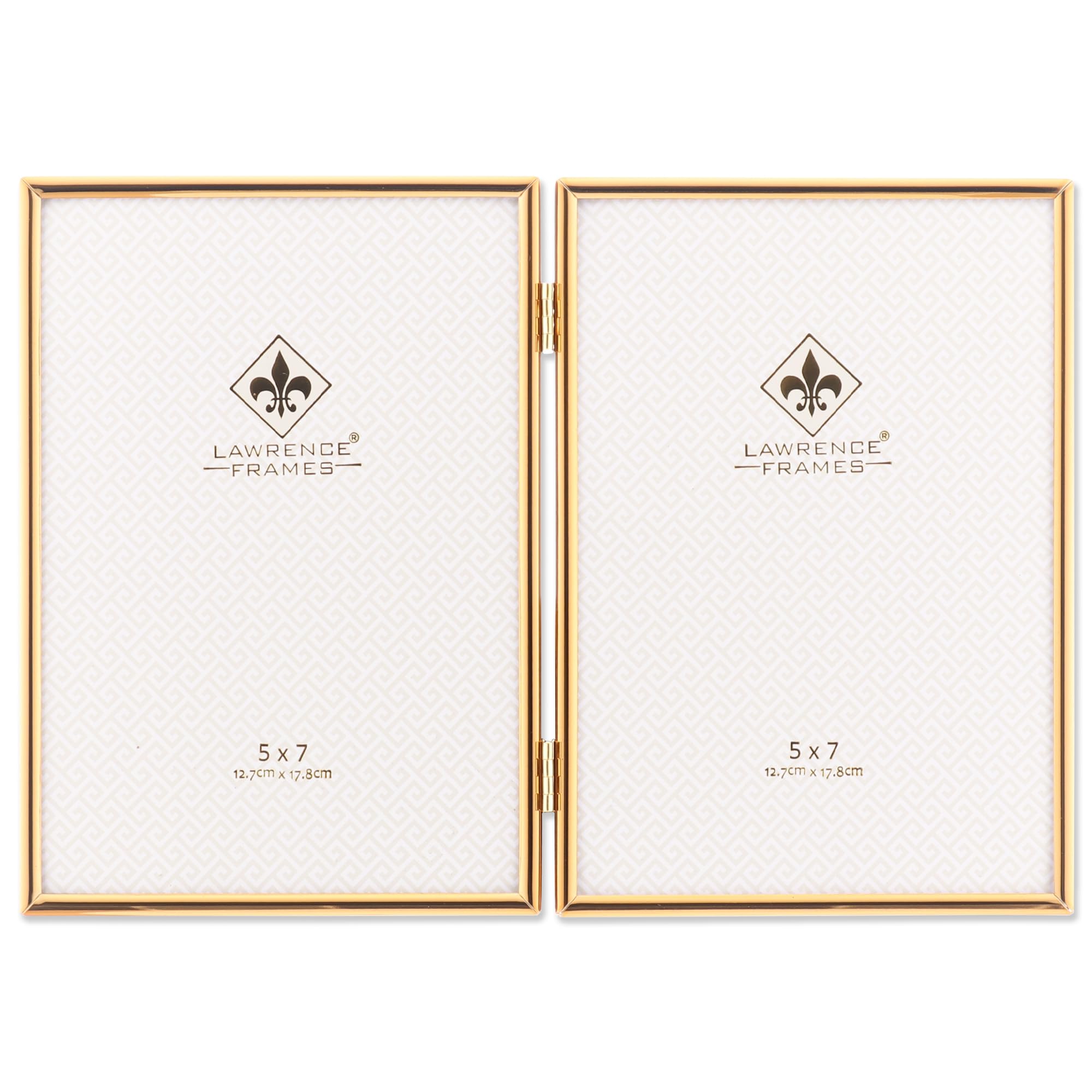 Lawrence Frames Hinged Simply Gold Metal Picture Frame, 5x7 Double