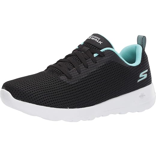 Skechers Women's GO Walk JOY-15641 Sneaker, Black/Aqua, 10 M US
