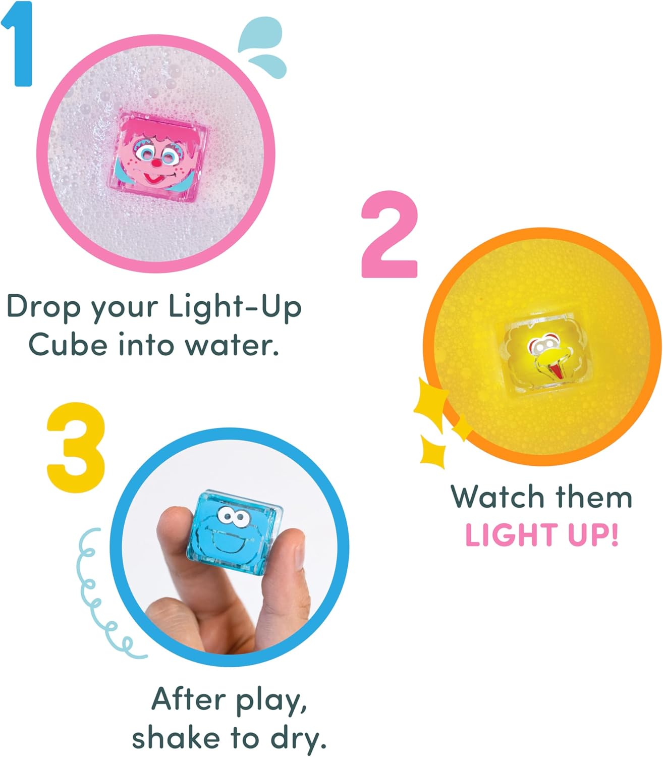 Glo Pals x Sesame Street Water-Activated Light-Up Cubes Bundle for Sensory Play - 12 Packs (Easy as A,B,C)