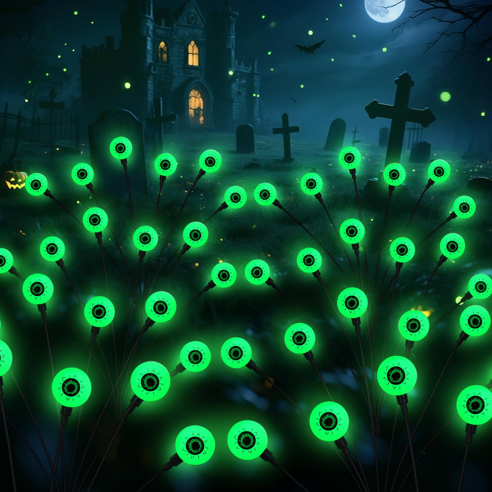 BomKra Halloween Decorations Outdoor Solar Scary Eyeball Lights