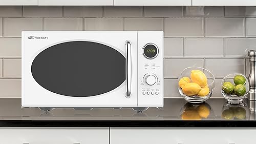 Miniatura 9 de Emerson MWRG0901W - Horno microondas digital retro con temporizador y pantalla LED de 800 W con 5 micro niveles de potencia, 8 ajustes