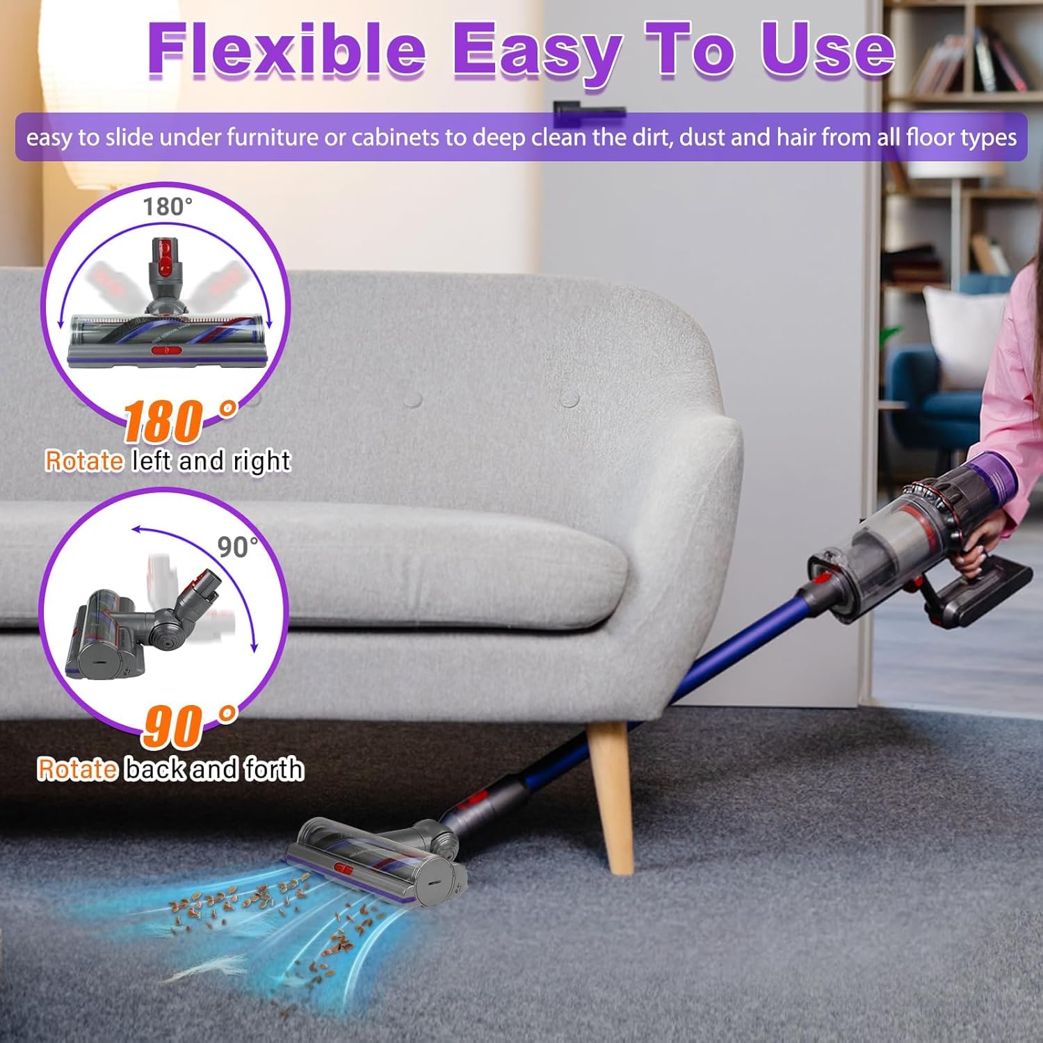 Ersatzbürstenkopf mit hohem Drehmoment für Dyson V11 V15 V10 V8 V7 Models,Bodenbürste mit Einstellbarer Saugkraft Upgrade Torque Drive für Hartboden und Teppiche Ersatzbürste Zubehör No. 970100-04& 05