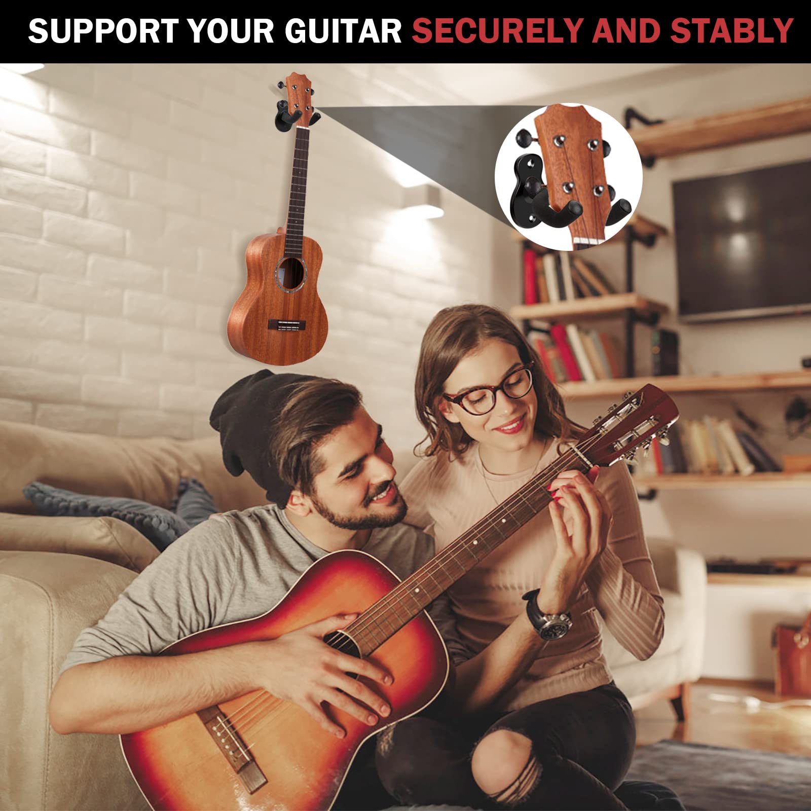 Supporto Universale Supporto Doppio Per Chitarre QL/694 - Regolabile In Altezza, Nero, Per Elettriche E Acustiche Appoggio Chitarra Elettrica