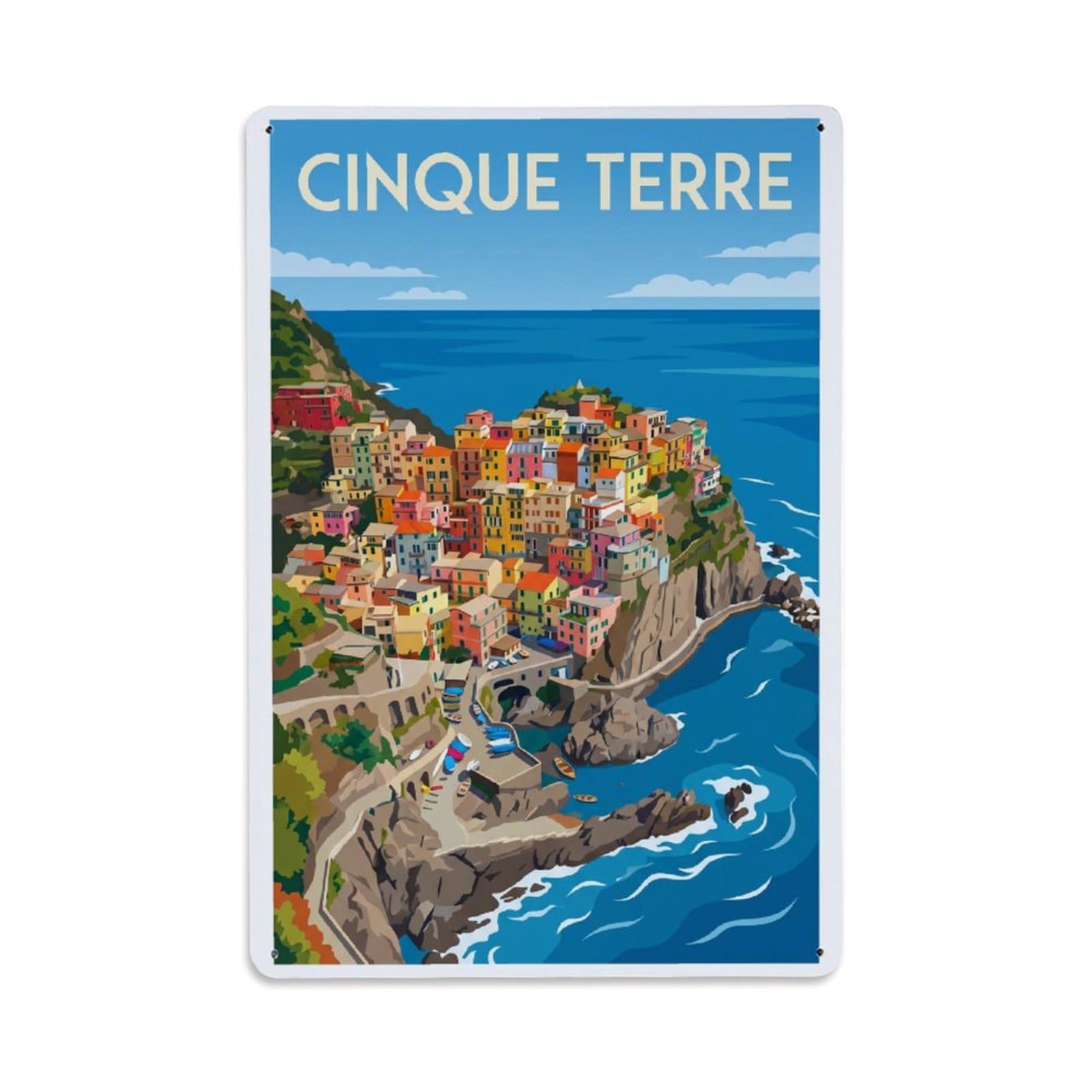 Huiyhb 8X12inch(20X30cm) Vintage Travel Cinque Terre Italy Spectacular Metal Tin Sign