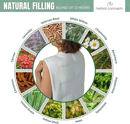 Miniatura 2 de Herbal Concepts Envoltura para microondas con forma de chaleco de aromaterapia hecha de linaza orgánica, menta y hierba de limón para la espalda,