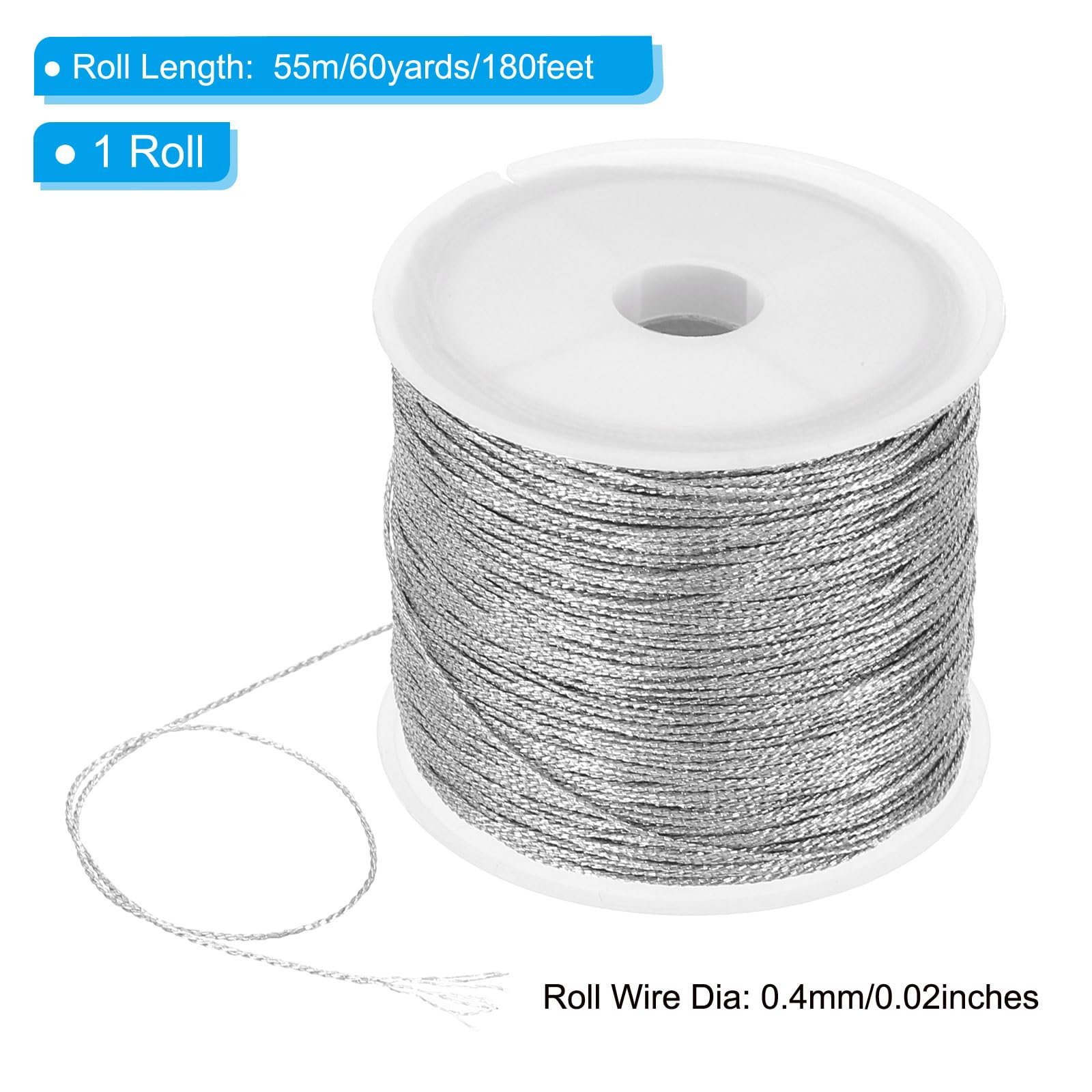 PATIKIL 55m/60yards Metallic Cord - Image 2