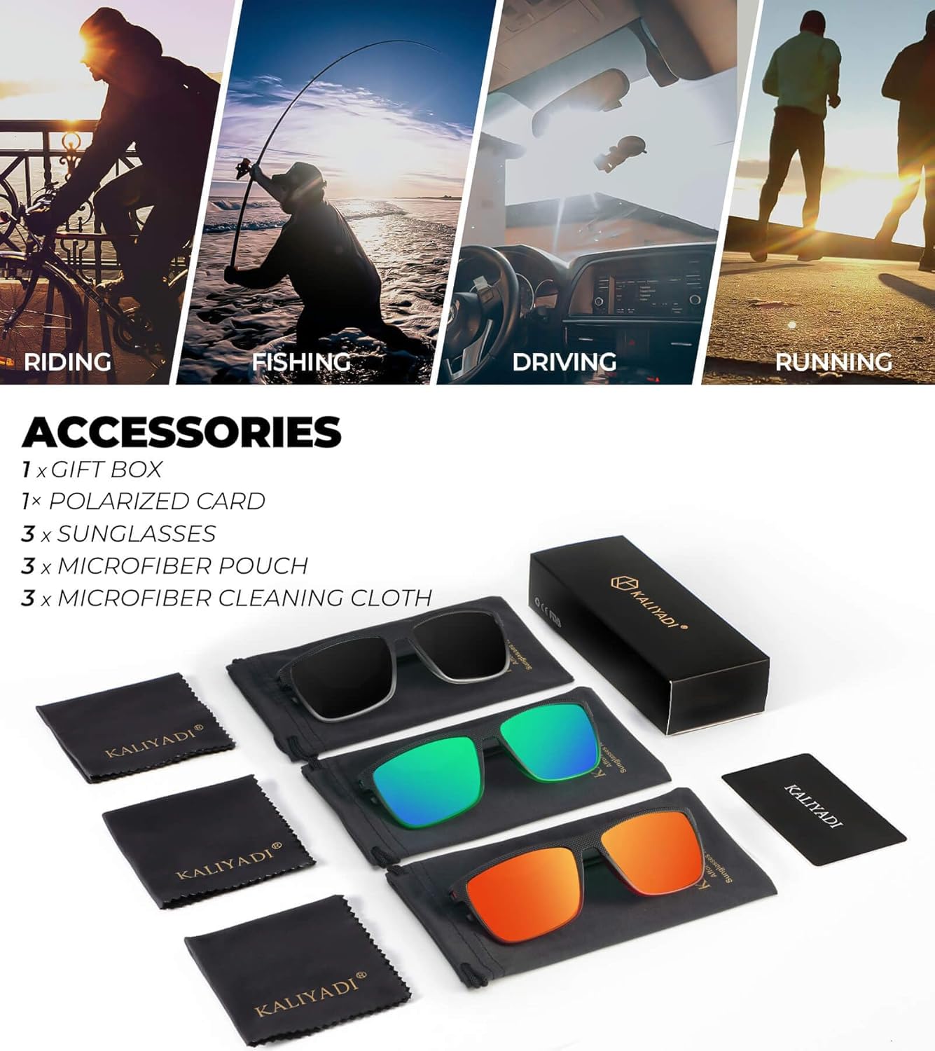 KALIYADI Polarized Sunglasses for Men, Lightweight Sun Glasses with UV Protection for Driving Fishing Golf - Image 8
