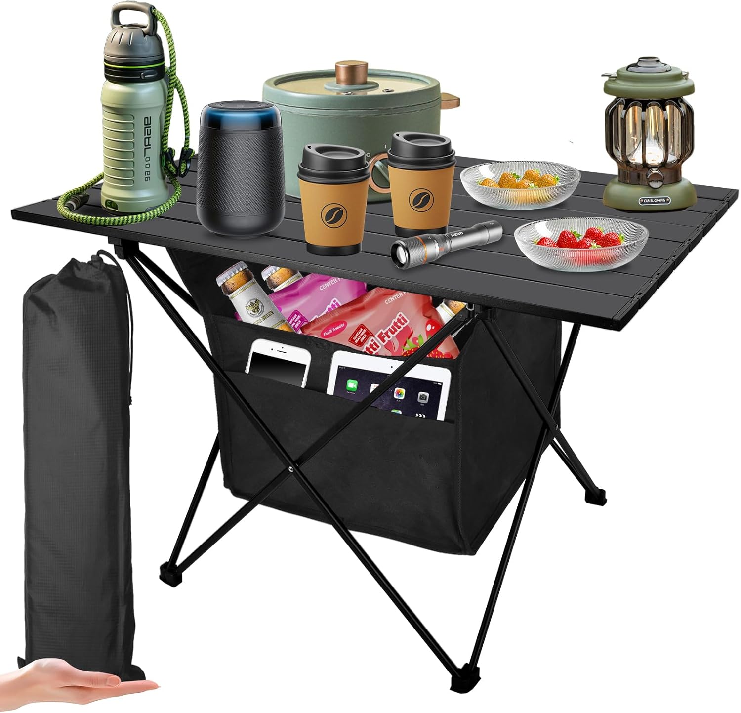 Foldable Camping Side Table, Ultralight Small Beach Table Aluminum, Portable Outdoor Table with Carry Bag and Storage for Picnic, Grill, Hiking, Fishing, Sand, Camping Essentials(L) Foldable Camping Side Table, Ultralight Small Beach Table Aluminum, Portable Outdoor Table with Carry Bag and Storage for Picnic, Grill, Hiking, Fishing, Sand, Camping Essentials(L)