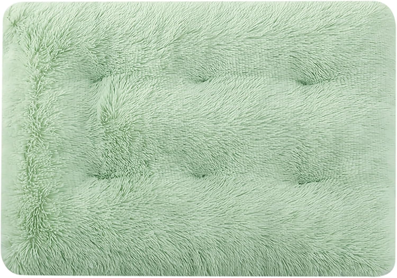Dog Crate Mat, Dog Bed for Large Dogs, Comfy Fluffy Kennel Pad Anti-Slip for Dog beds & Furniture, Quilted Dog Bed for Pets for Medium/Small Dogs Cats (Color : Green 1, Size : 25x18)