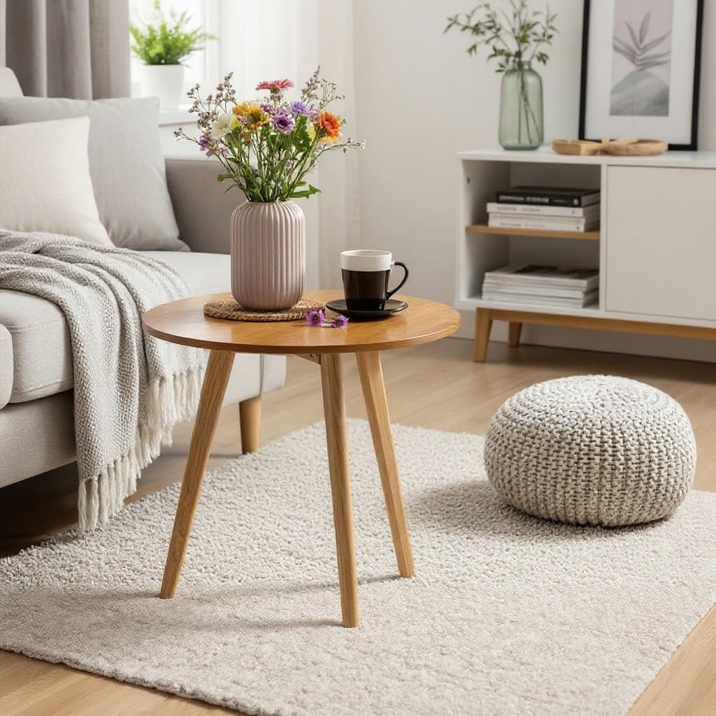 AUPROTEC Plateau de table rond de 19 mm Ø 600 mm Chêne Pale Lancelot, panneau de particules melaminharzbeschichtet avec bord ABS, choix : 60 cm