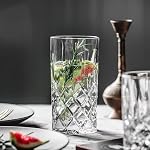 Qipecedm Drinking Glasses, 8 Piece Crystal Glass Cups, Mixed Glassware Set, 4 pcs Crystal Old Fashioned 11oz Highballs and 4 pcs 11oz Whiskey Glasses, Great for Cocktail, Whisky and other Beverages
