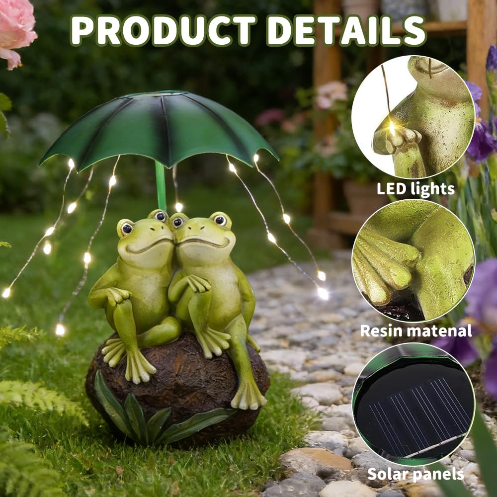 Lotvic Statue de Grenouille Solaire, Figurine Grenouille, Statue de Garden, Figurines Décoratives de Jardin en Résine, Décoration de Jardin,pour L'extérieur, Balcon, Salon, Bureau