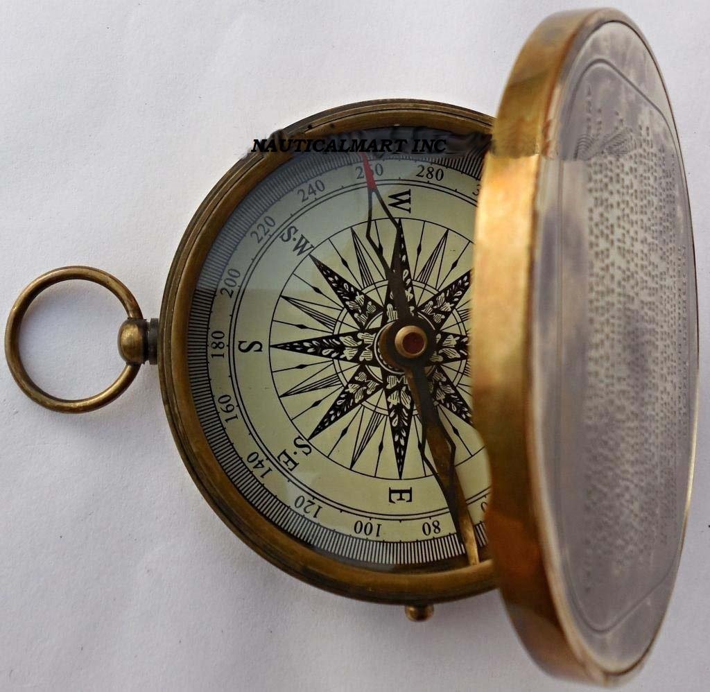 NauticalMart Brass Compass Vintage Robert Frost Poem Antique Gifts