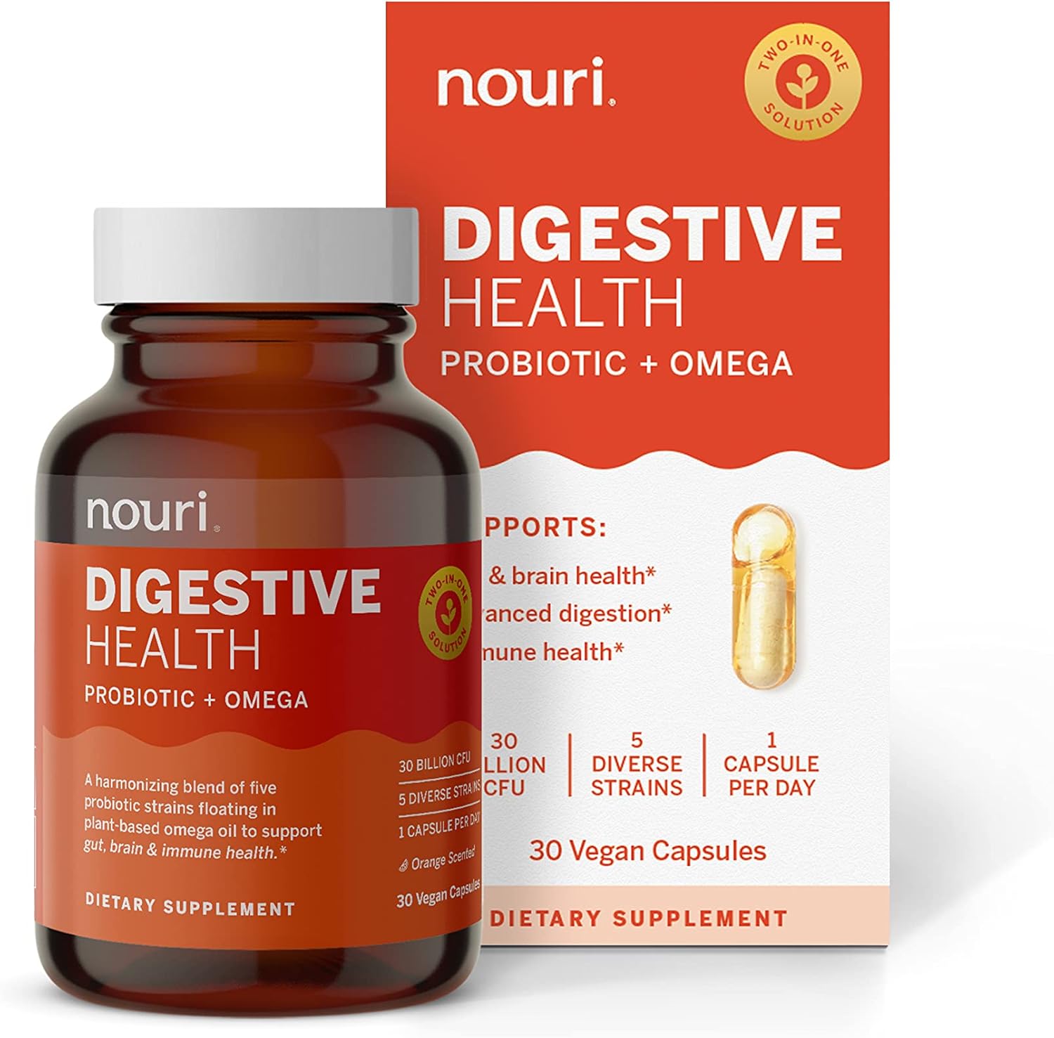 Nouri Digestive Health Probiotic and Omega Capsules for