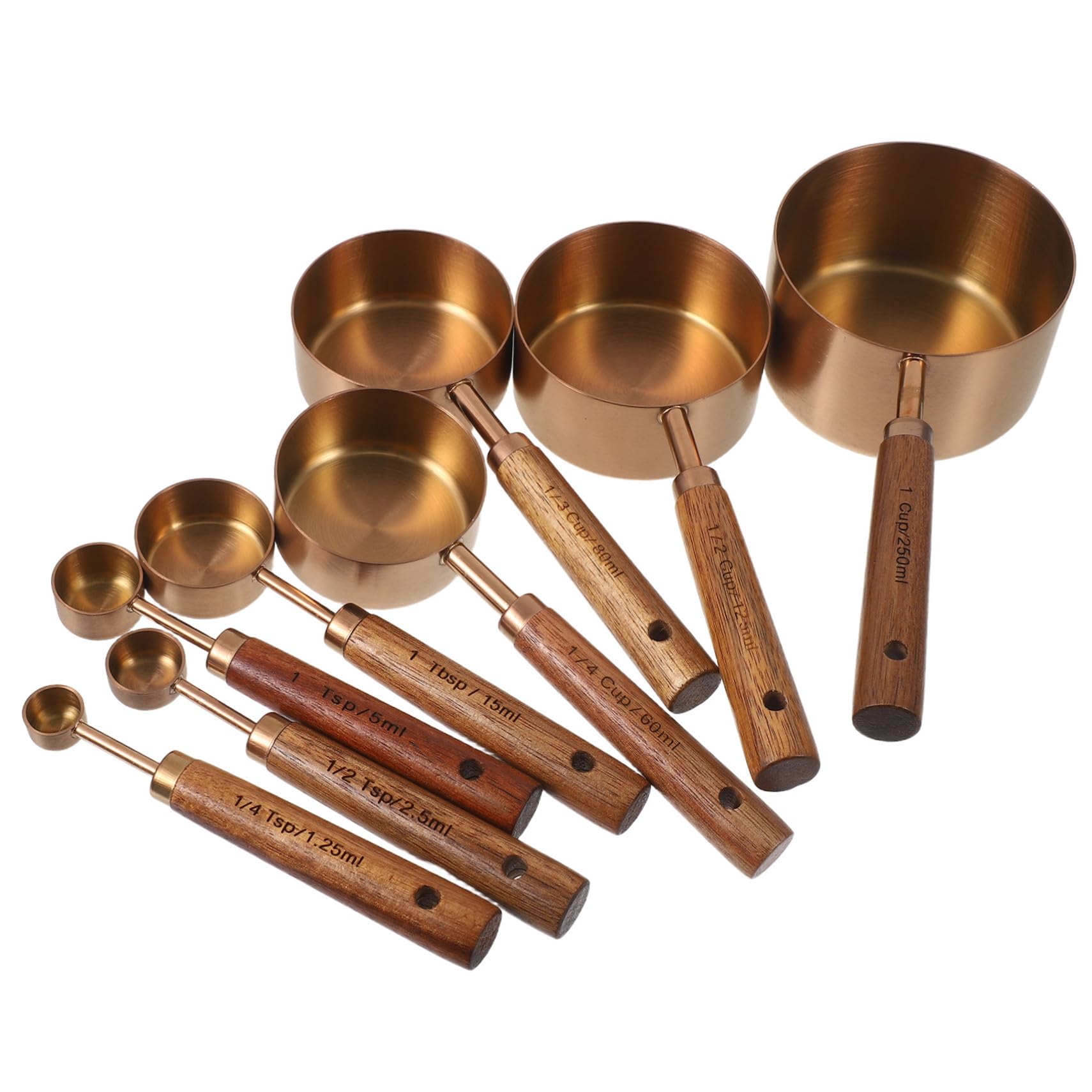 Cuillères Doseuses en Acier Inoxydable et Bois 8 Pièces Cuisine