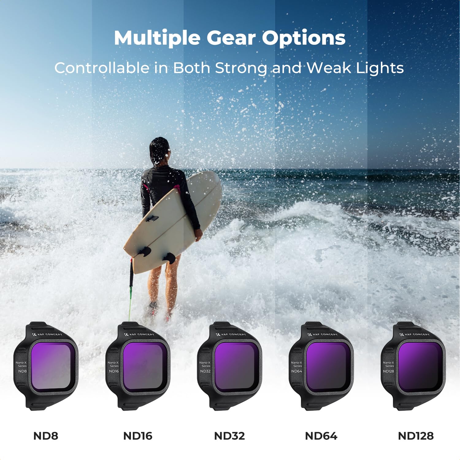Zestaw filtrów ND K&F CONCEPT Mini 5 Pro, filtry polaryzacyjne, 6 sztuk: CPL, ND8, ND16, ND32, ND64, ND128, kompatybilne z DJI Mini 5 Pro, szkło optyczne HD z wielowarstwową powłoką, lekki plastik