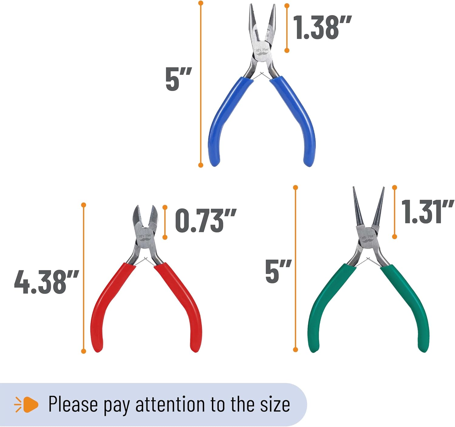 Mr. Pen- Pliers for Jewelry Making, 3 Pack, Chain Nose, Round Nose Pliers Set and Wire Cutter for Beading, Wire Wrapping, Jump Rings, Jewelry Repair, Crafting, DIY