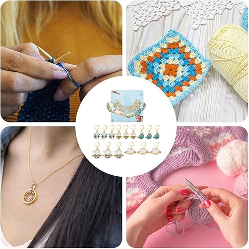 Miniatura 6 de NBEADS 15 marcadores de punto de gato con temática espacial, marcador de punto de ganchillo esmaltado, gancho extraíble con cierre de palanca para