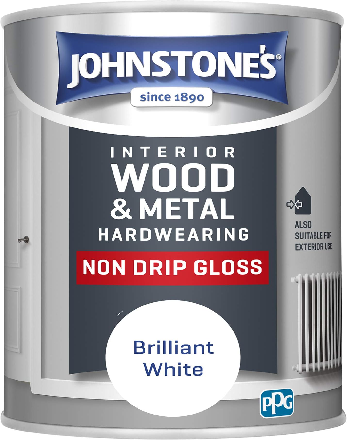 Johnstone's 306533 Non Drip Gloss Paint - Brilliant White 750ml