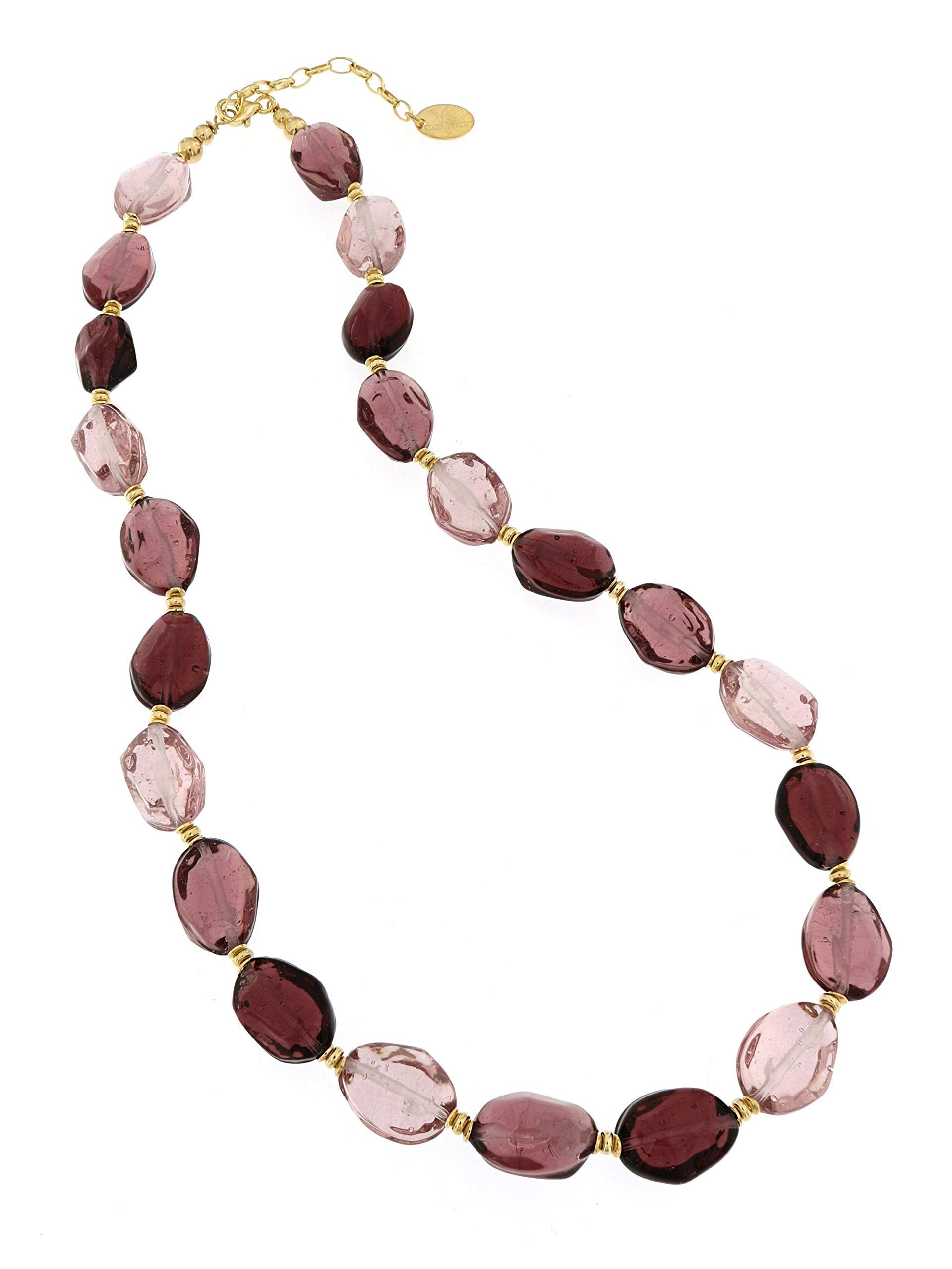 Venetiaurum - Collana Girocollo Per Donna Con Perle a Forma di Pepita In Vetro Originale Di Murano E Argento 925 - Gioiello Made In Italy Certificato
