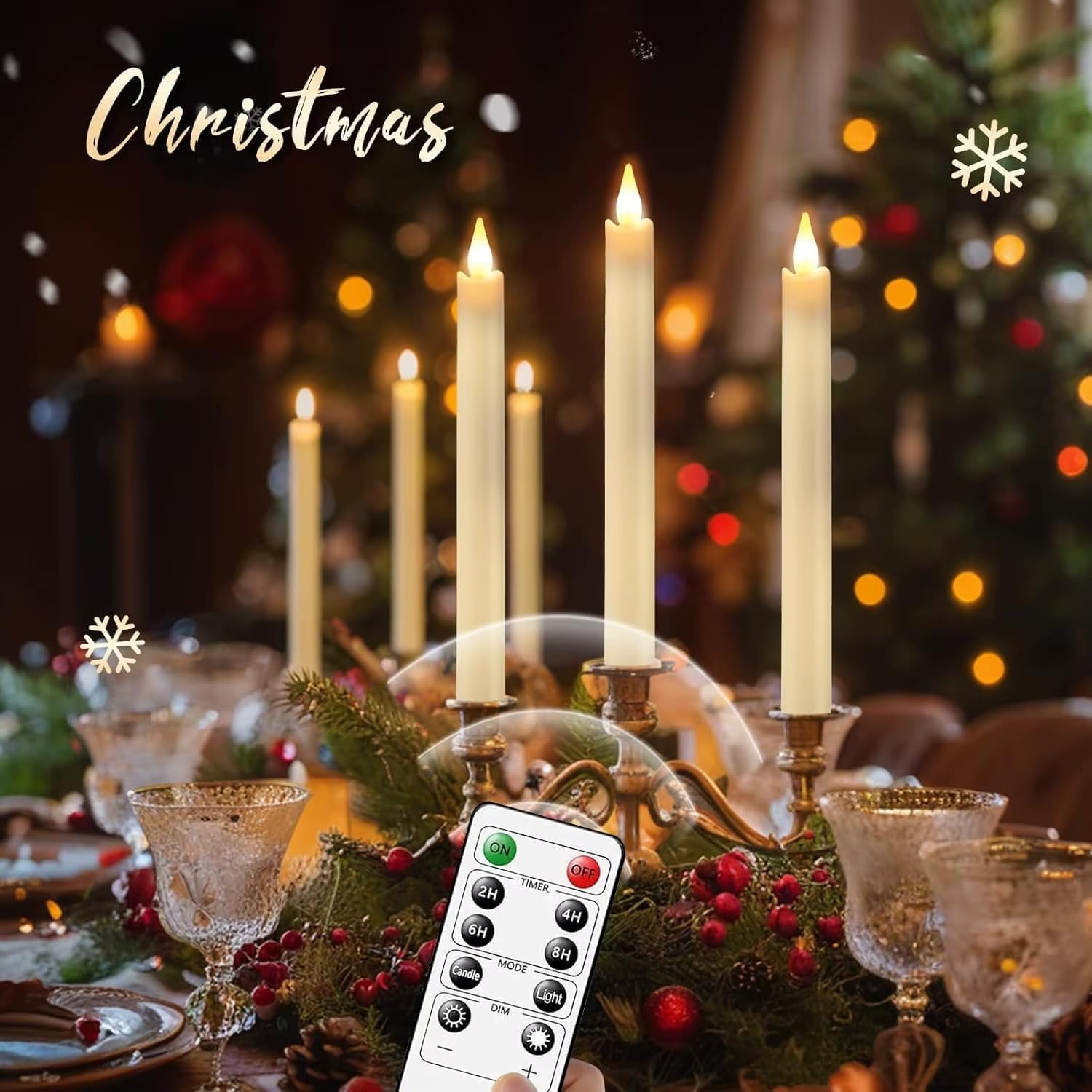 Home Decor Rechargeable Candle Light with Charging Base, 6 Pack LED Candles Battery Operated with Remote Timer for Lantern Fireplace Wedding Party Table Home Room Decor Easter Gift