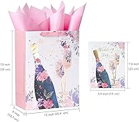 Vista 2 de WRAPAHOLIC Bolsa de regalo de boda grande de 13" con tarjeta y papel de seda - Copa de champán y Cheers