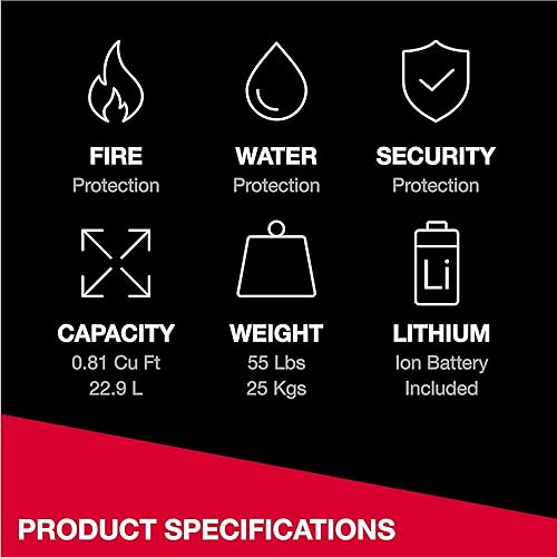 Miniatura 4 de SentrySafe Caja fuerte grande ignífuga e impermeable con teclado digital retroiluminado y llave de anulación para pasaportes, dinero, joyas, 0.81