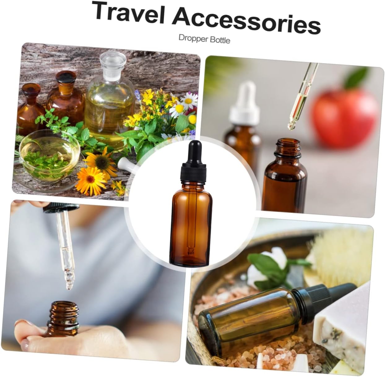 9Pcs Brown Glass Dropper Bottles Essential Oil Storage Leakproof Design for Travel Dispensing Perfume Oils Lightweight Durable