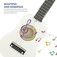 Vista 4 de Guitarra acústica pequeña de 21 pulgadas para principiantes, guitarra de madera de 6 cuerdas, color blanco