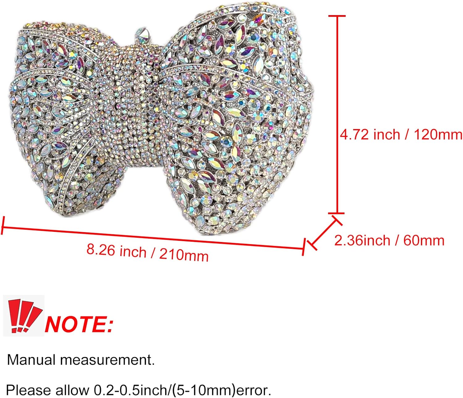 HUANG ZHUANG Bowknot Luxury Crystal Clutch Women Glitter Rhinestone Evening Bag for Party Wedding