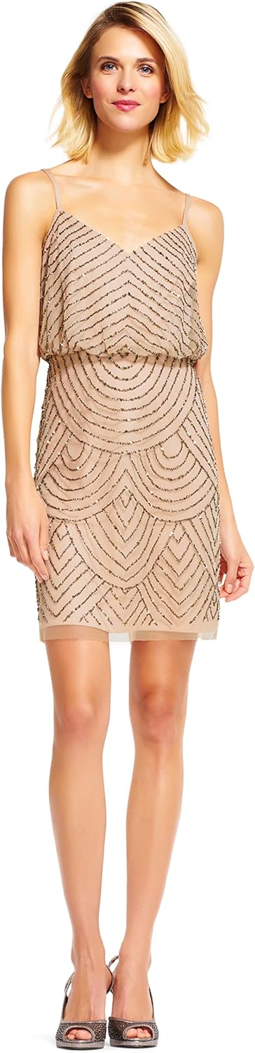 Adrianna Papell Women's Short Blouson Beaded Cocktail Dress - Image 4