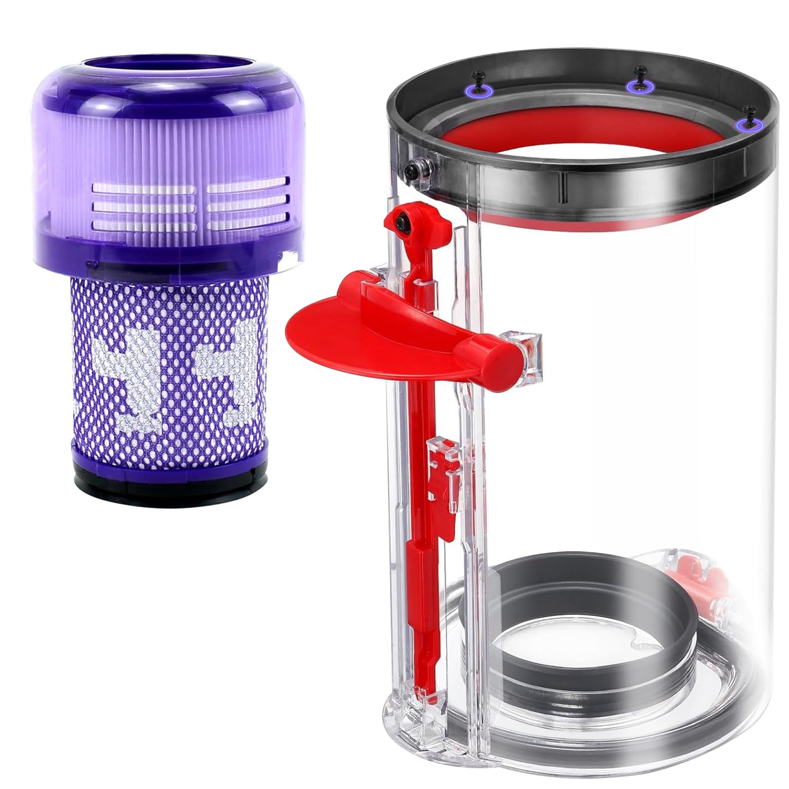 Upgraded Dust Bin Replacement Compatible With for Dyson V11 V15 ONLY Fit SV14 SV15 SV22,1 Canister Bin for Part no.970050-01 and Part no.965443-01 with 1 HEPA Filter NOT for V10 V8 V7