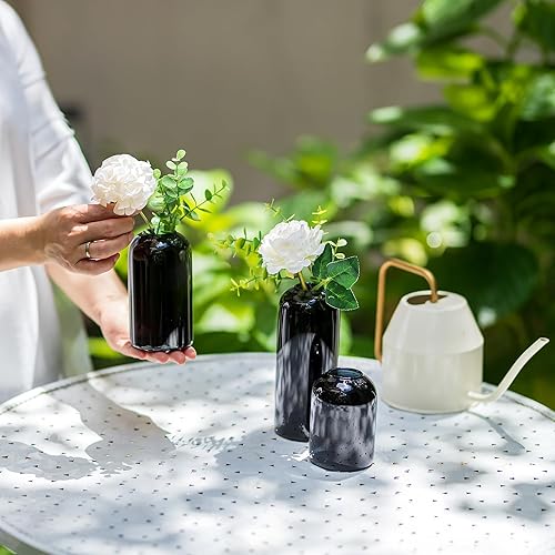 Miniatura 4 de Glasseam Juego de 6 jarrones de cristal negro, bonitos jarrones decorativos pequeños para flores, jarrones de flores únicos para centros de mesa,