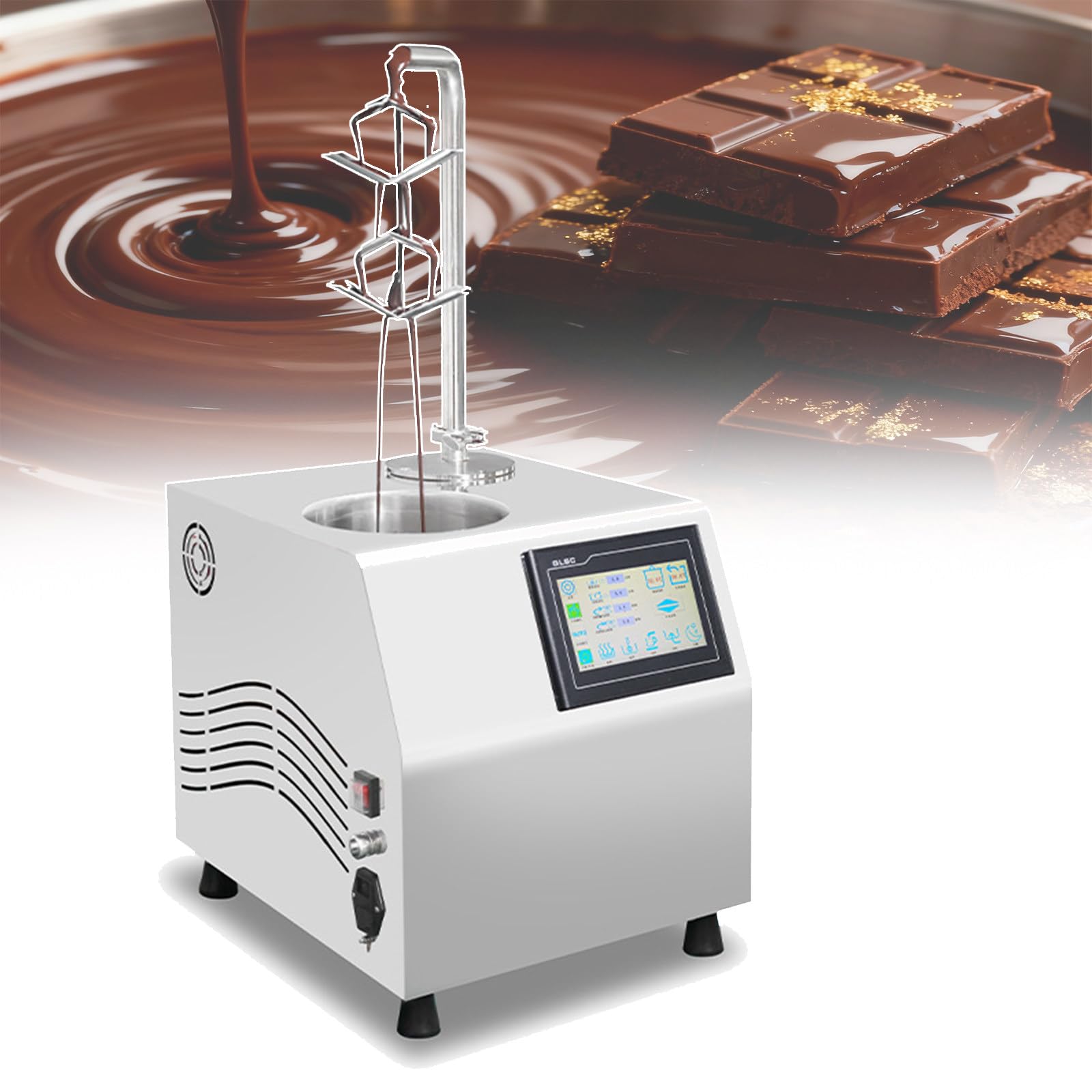 Tempéreuse À Chocolat De Table, Tempéreuse À Chocolat Professionnelle, 5,5 L – 1 000 W, en Acier Inoxydable, Tête Spirale Amovible, Idéale pour Les Chocolateries Et Les Boulangeries.