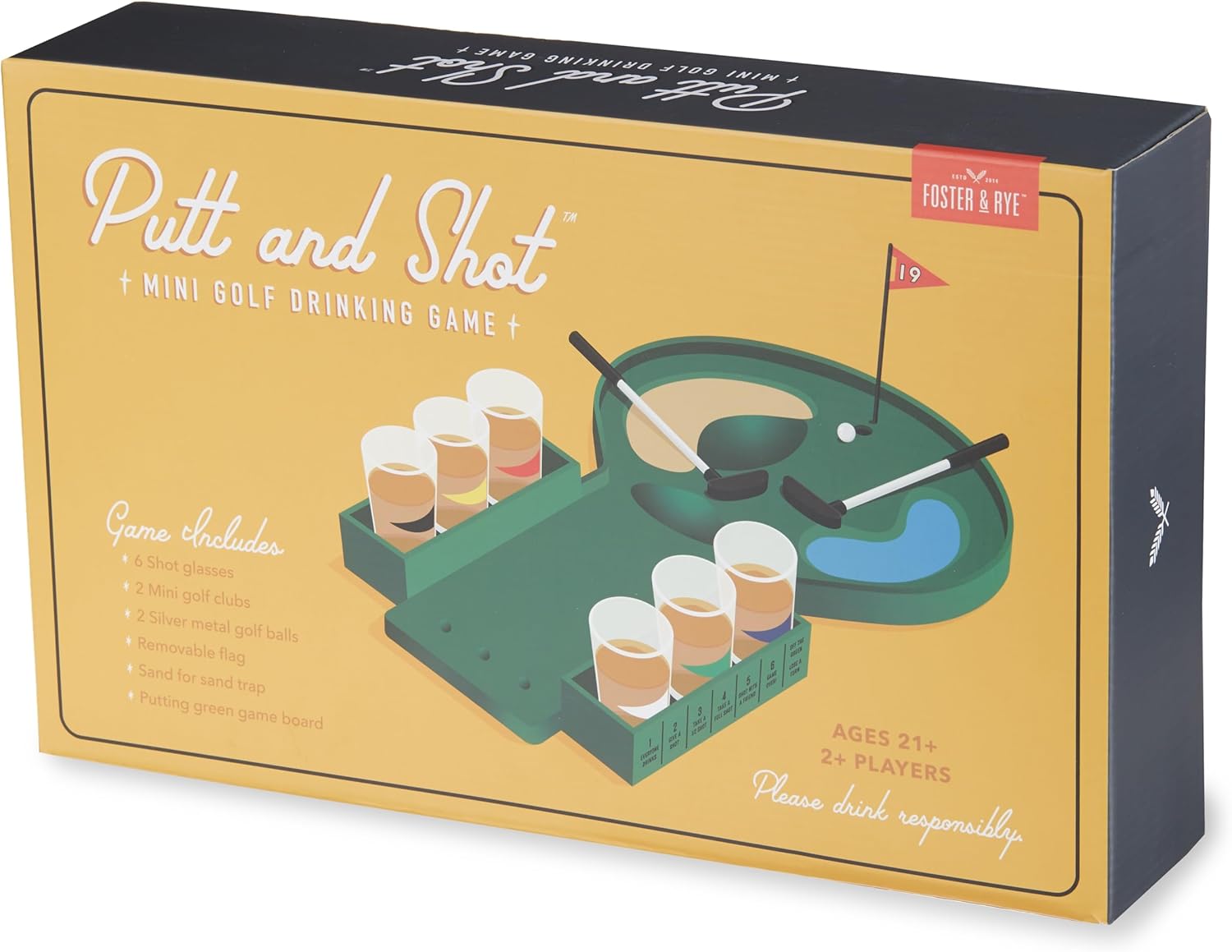 Foster & Rye Putt & Shot Mini Golf Drinking Game, Novelty Bar Games, Party Favors, Groomsman Gifts