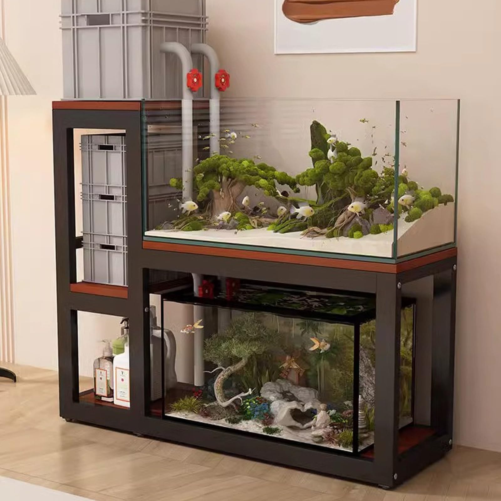 Soporte metálico para acuario ideal para decorar salones modernos de 110 cm