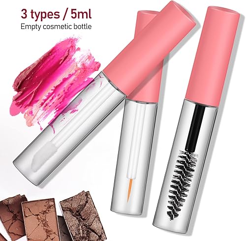 Miniatura 9 de 6 tubos de rímel vacíos con varitas rellenables, recipientes cosméticos para delineador de pestañas y brillo de labios, uso diario y viajes