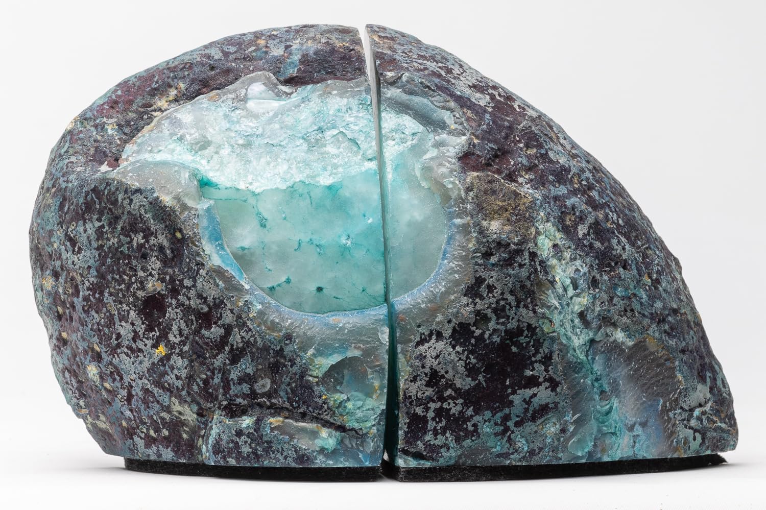 Agate Bookends, Polished Geode Bookends, Crystal Bookends, Bookends Made of Stone, Decorative Bookends, Home Décor (3.5-6 lbs, Teal)