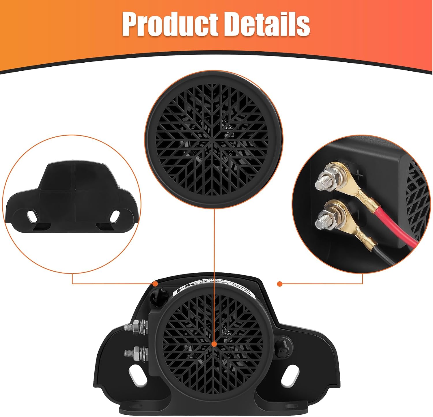 HK Backup Alarm 110dB 12V-80V DC Waterproof Industrial Heavy-Duty Backup Reverse Warning Alarm with Super Loud Beeper Tone for Truck Van Freight Car Lorry Heavy Vehicles 2Pack
