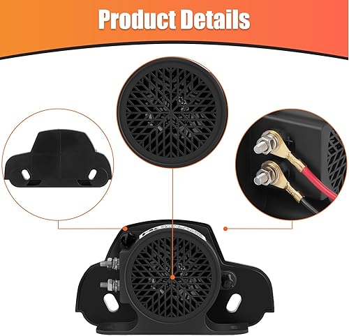 Miniatura 8 de HK Sonido de alarma de respaldo para camiones de 12 V-80 V 110 dB, respaldo de bocina inversa de automóvil resistente, advertencia con tono de