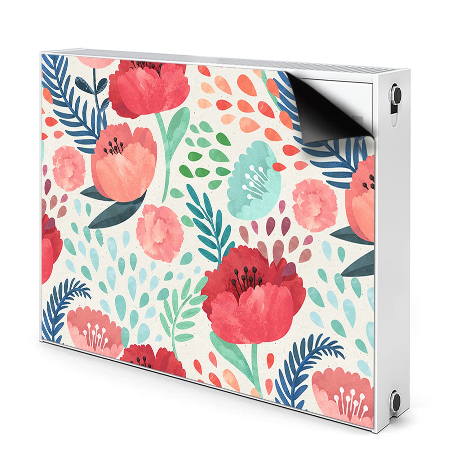 Cache radiateur magnétique 100x60 cm rouge fleur de pavot décoratif
