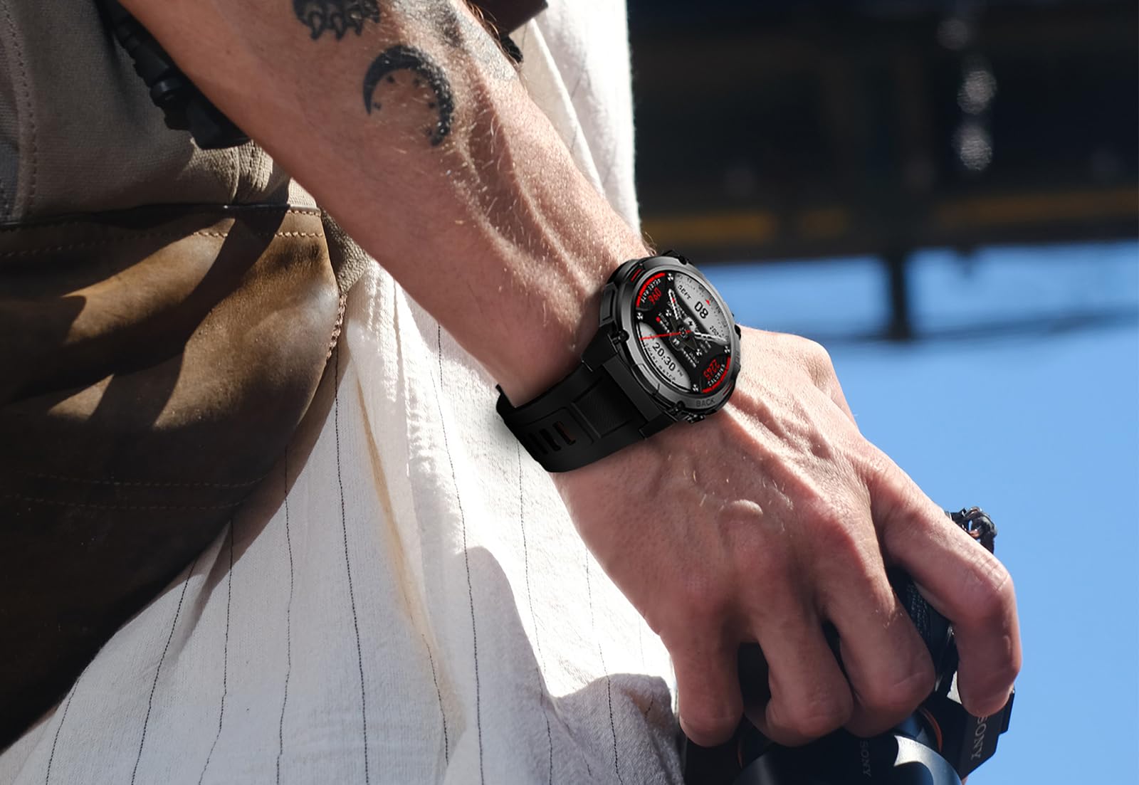Maxcom - FW63 Cobalt Pro Smartwatch – zegarek fitness i sportowy – dla mężczyzn – wodoodporny – z monitorowaniem ciśnienia krwi, tętna i snu – wytrzymały – bardzo mocny akumulator – okrągły – z gumową