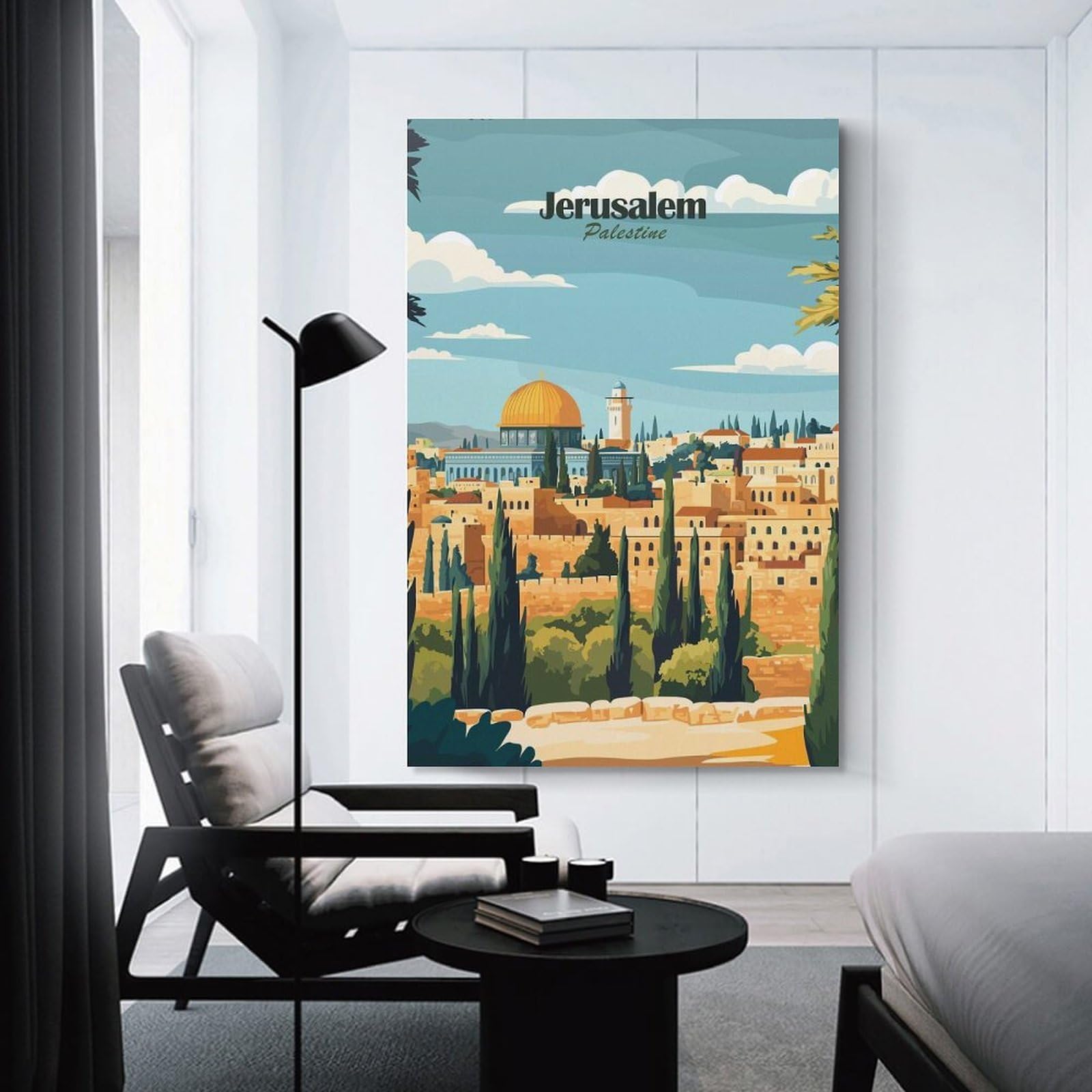 Junmoney Jerusalem Cityscape Home Decor Wall Art, 24x36inch(60x90cm), for Apartment Walls, Studios Or Work Areas, Stylish Wall Art for Fresh Spaces