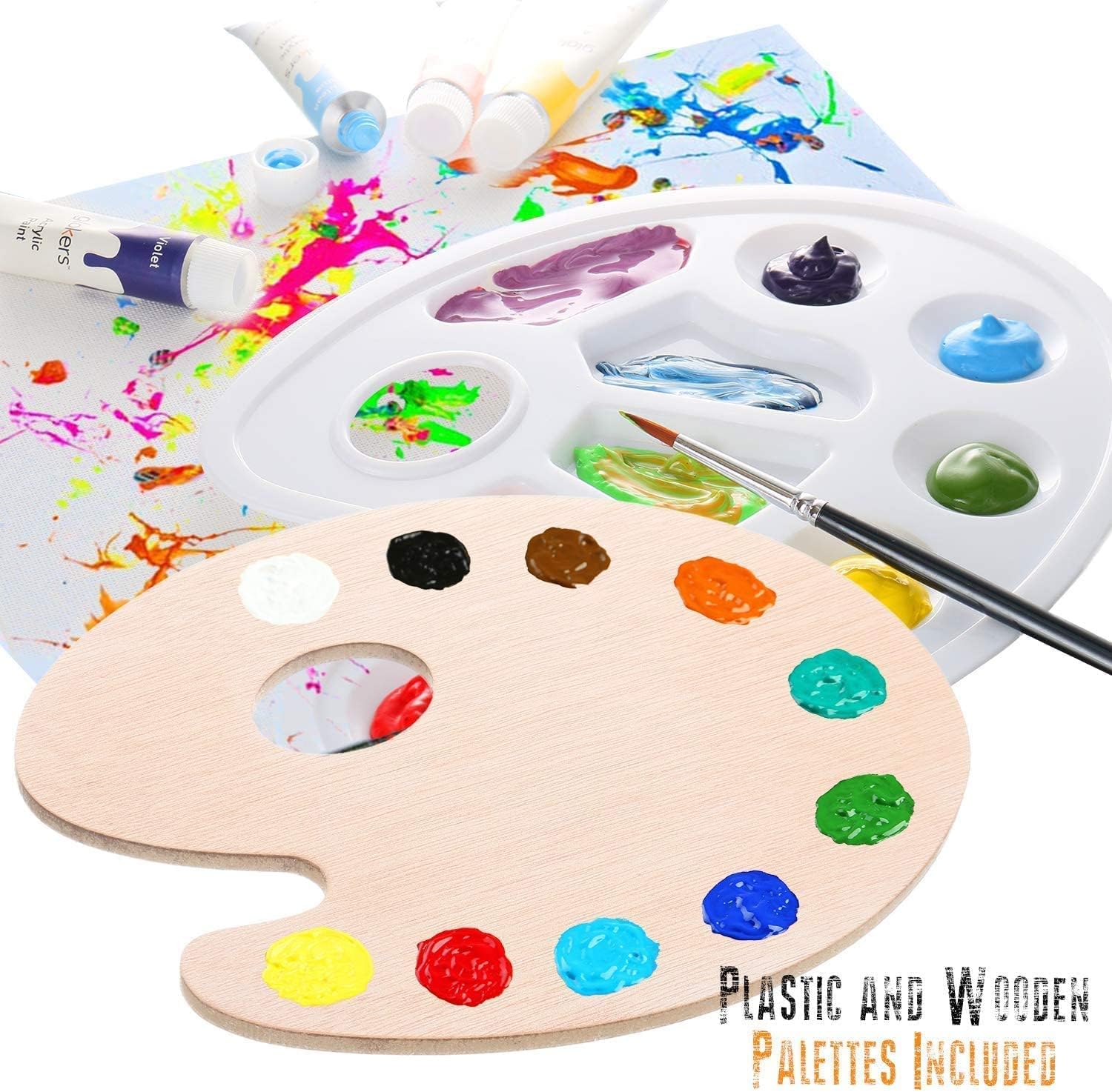 Complete Acrylic Paint Set by Glokers – 36 Piece Professional Painting Supplies Set, Includes Mini Easel, 6 Canvases, Paint Tray, Painting Knives, 10 Paintbrushes and More for Artists
