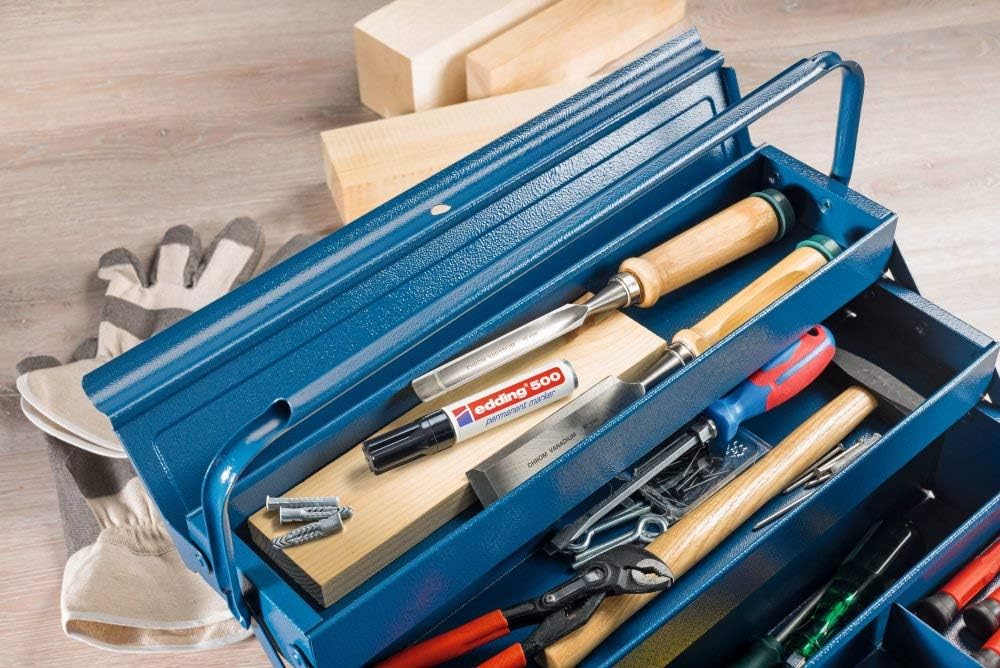 edding 500 permanent marker - multi-coloured - 3 pens - chisel nib 2-7 mm - waterproof, quick-drying, smear-proof pens - for cardboard, plastic, wood, metal, glass and fabric