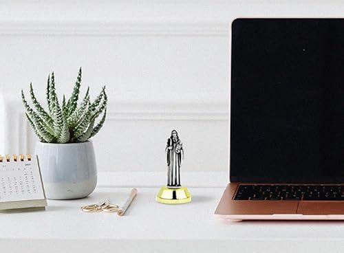 Miniatura 4 de Estatua de San Benito pequeña (2 pulgadas) – Estatua de San Benito con tarjeta de oración laminada de San Benito – Estatua de San Benito con base