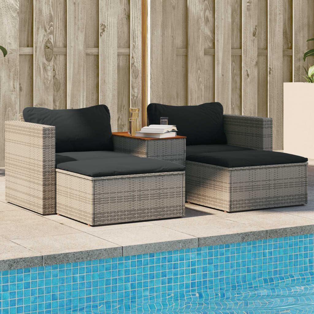 Patio sofa set by a swimming pool